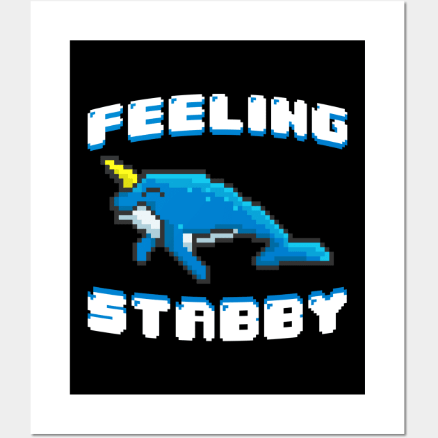 Adorable Feeling Stabby 8-Bit Narwhal Funny Whale Wall Art by theperfectpresents